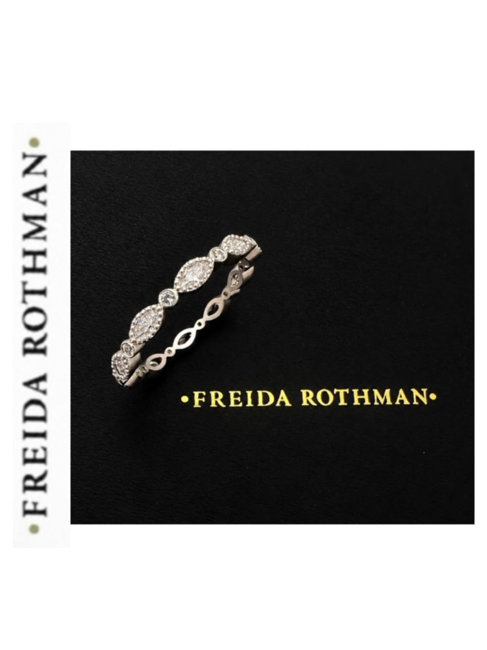 Freida Rothman Rhodium Marquise & Round Pavé Eternity Band